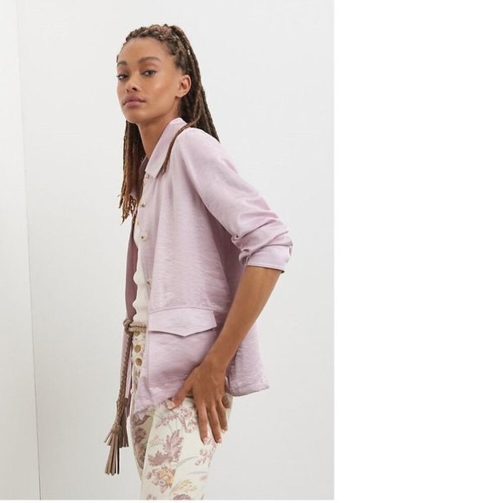 Anthropologie Current Air Clemence Shimmer Shacket in Lavender